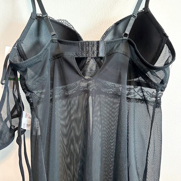 Flora by Flora Nikrooz Black 2-Piece Babydoll & Short Lingerie Set NWT Size L - Picture 10 of 13